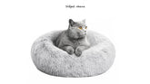 Round artificial fur pet bed
